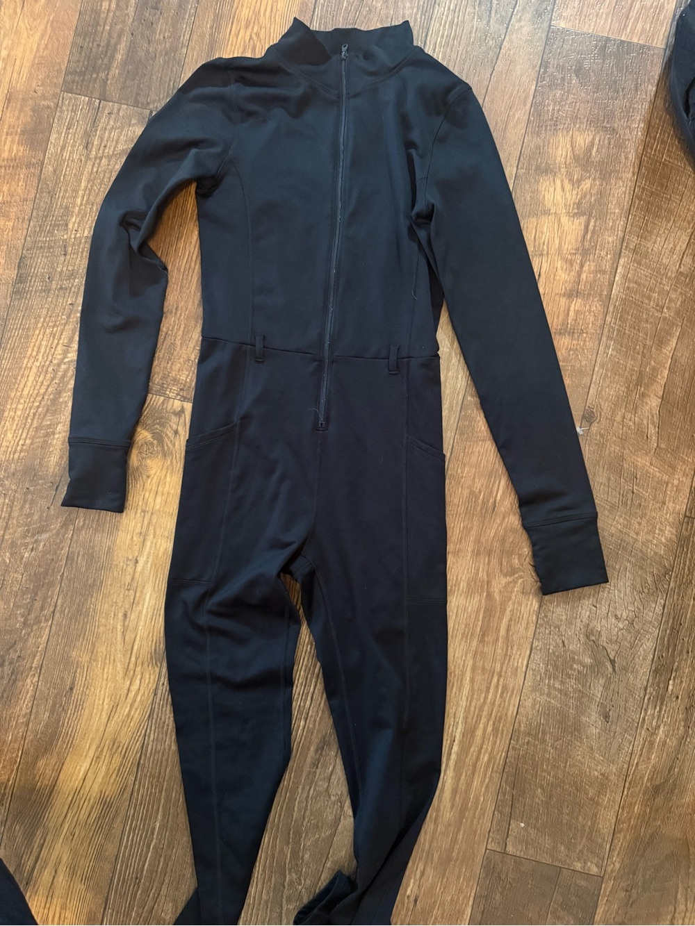 Black Long-Sleeve Zip-Front Women's Jumpsuit